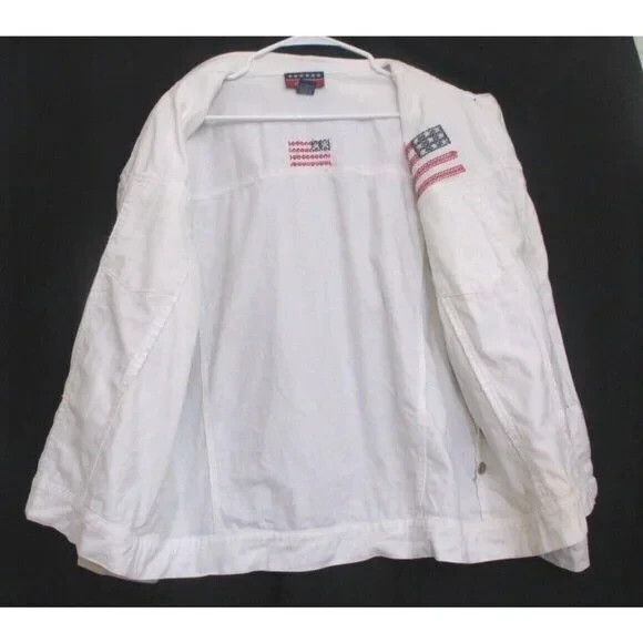 Asazy Jacket American Sz L Women's Flag White Long Sleeve - Picture 3 of 7